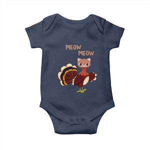 Thanksgiving Baby Onesie Funny Turkey Fake Meow Meow TS09 Navy Print Your Wear