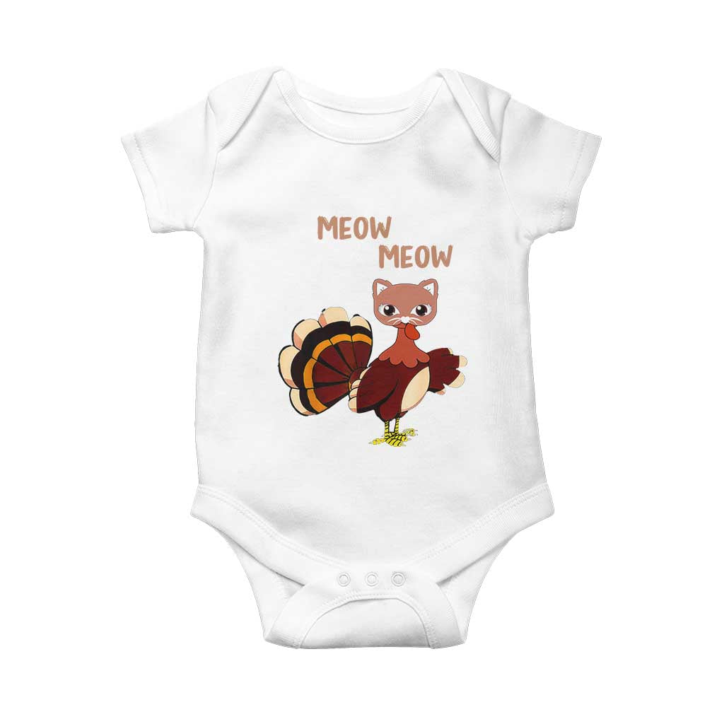 Thanksgiving Baby Onesie Funny Turkey Fake Meow Meow TS09 White Print Your Wear