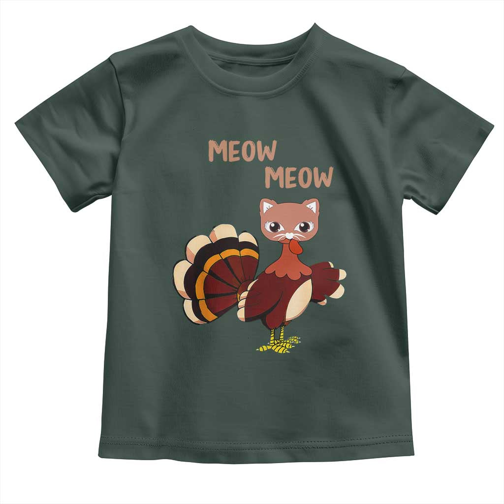 Thanksgiving Baby Shirt Funny Turkey Fake Meow Meow TS09 Dark Forest Green Print Your Wear