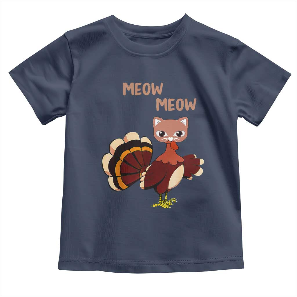 Thanksgiving Baby Shirt Funny Turkey Fake Meow Meow TS09 Navy Print Your Wear