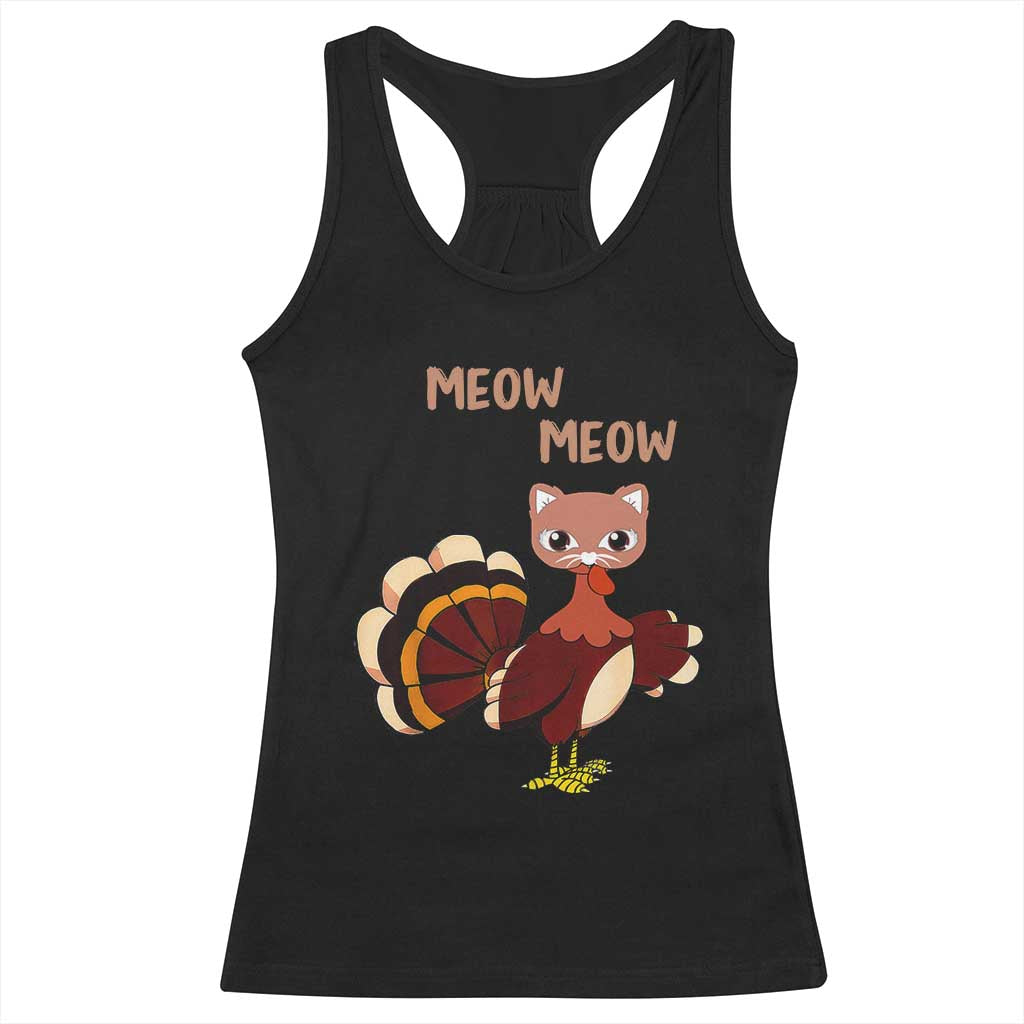 Thanksgiving Racerback Tank Top Funny Turkey Fake Meow Meow TS09 Black Print Your Wear