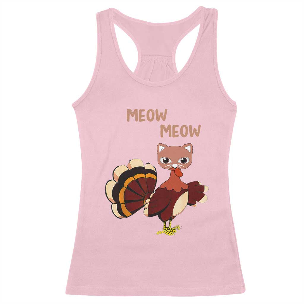 Thanksgiving Racerback Tank Top Funny Turkey Fake Meow Meow TS09 Light Pink Print Your Wear