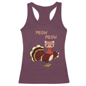 Thanksgiving Racerback Tank Top Funny Turkey Fake Meow Meow TS09 Maroon Print Your Wear