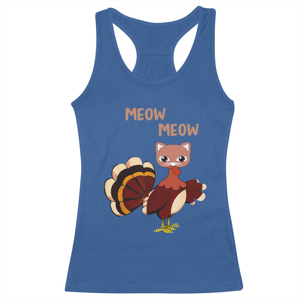 Thanksgiving Racerback Tank Top Funny Turkey Fake Meow Meow TS09 Royal Blue Print Your Wear