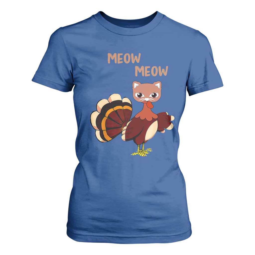 Thanksgiving T Shirt For Women Funny Turkey Fake Meow Meow TS09 Royal Blue Print Your Wear