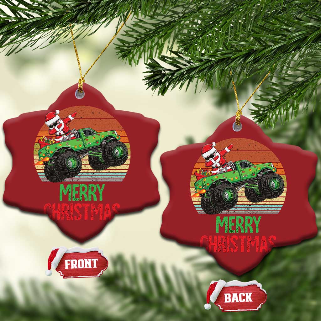 Merry Christmas Santa Monster Truck Dabbing Christmas Ornament TS09 Snow Flake Red Print Your Wear