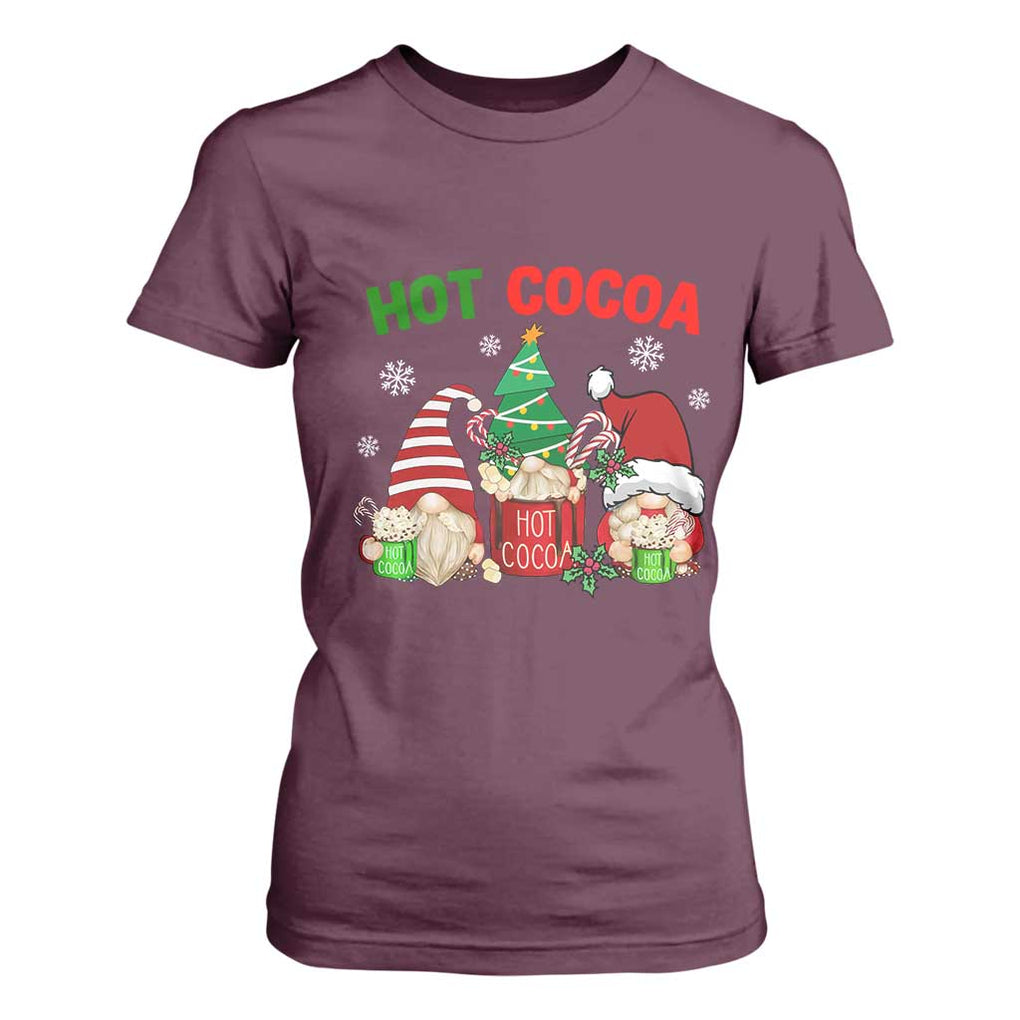 Hot Cocoa Gnomes Drink Hot Chocolate Watch Christmas Movies T Shirt For Women TS09 Maroon Print Your Wear