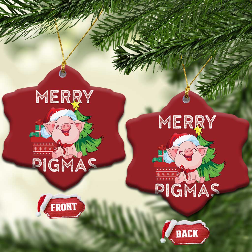 Merry Pigmas Cute Pig Santa Xmas Farmer Christmas Ornament TS09 Snow Flake Red Print Your Wear