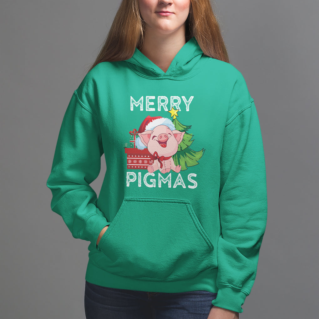 Merry Pigmas Pig Santa Christmas Light Farmer Hoodie TS09 Irish Green Printyourwear
