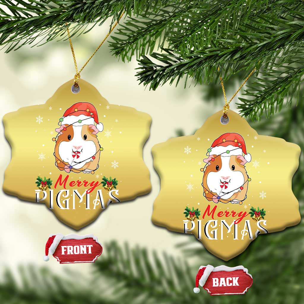 Merry Pigmas Christmas Cute Guinea Pig Christmas Ornament TS09 Snow Flake Gold Print Your Wear