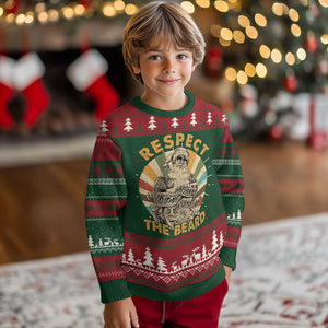 Retro Xmas Ugly Christmas Sweater Respect The Beard Cool Santa Vintage TS09 Christmas Print Your Wear