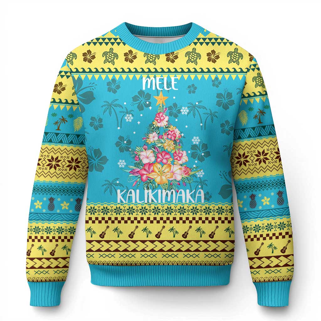 Xmas In Hawaii Ugly Christmas Sweater Mele Kalikimaka Hawaiian Christmas Tree Tropical Flower TS09 Hawaii Print Your Wear