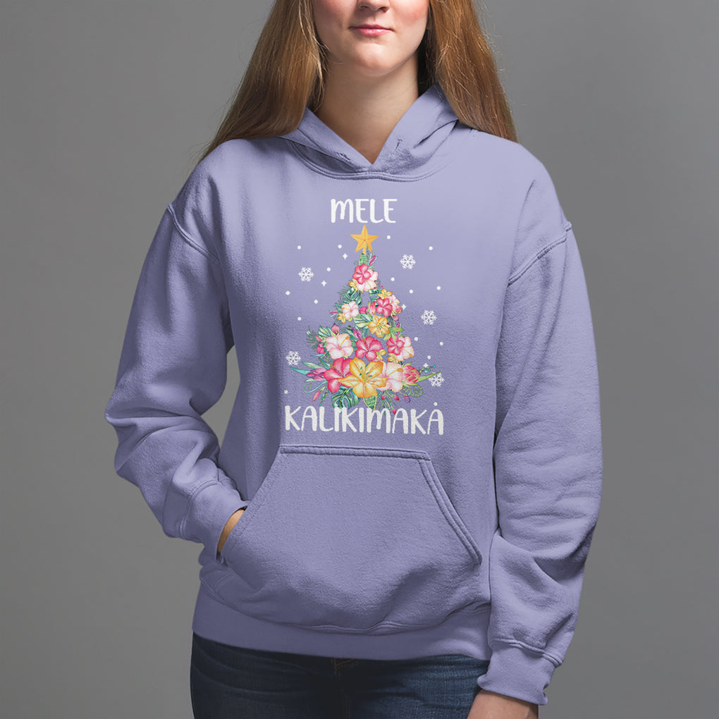 Mele Kalikimaka Hawaiian Christmas Tree Tropical Flower Hoodie TS09 Violet Printyourwear