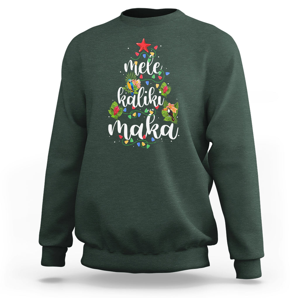 Mele Kalikimaka Hawaiian Christmas Tree Sweatshirt TS09 Dark Forest Green Printyourwear