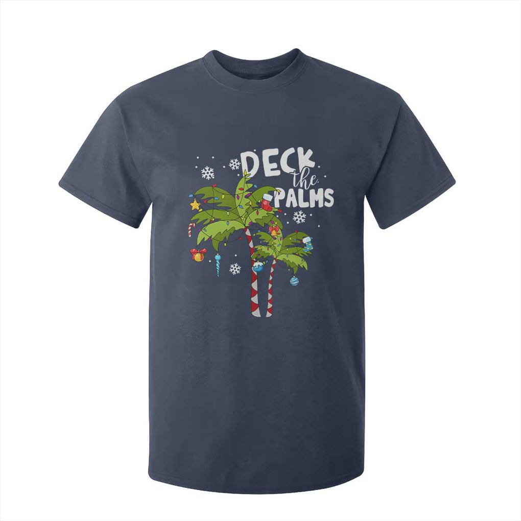 Christmas In Hawaii T Shirt For Kid Deck the Palms Xmas Tree TS09 Navy Print Your Wear