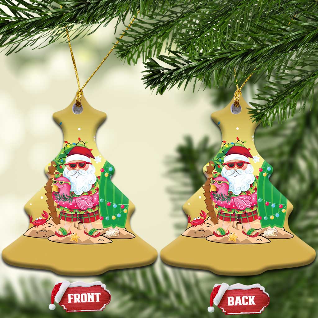 Xmas In Hawaii Christmas Ornament Flamingo Float Xmas Palm Tree Surfboard Cute Santa At Beach TS09 Christmas Tree Gold Print Your Wear