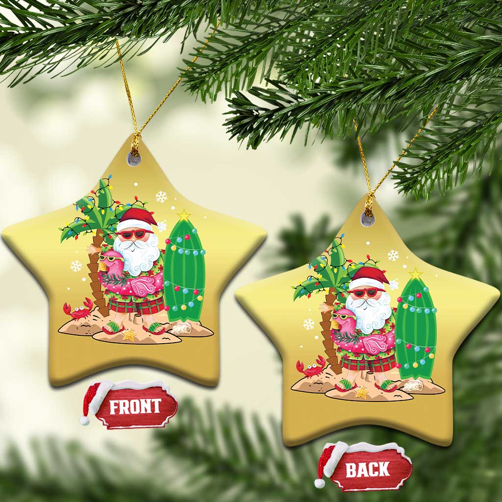 Xmas In Hawaii Christmas Ornament Flamingo Float Xmas Palm Tree Surfboard Cute Santa At Beach TS09 Star Gold Print Your Wear