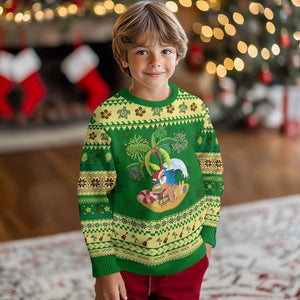Xmas In Hawaii Ugly Christmas Sweater Palm Tree Firework Santa At Beach Drinking Coconut TS09 Forest Print Your Wear
