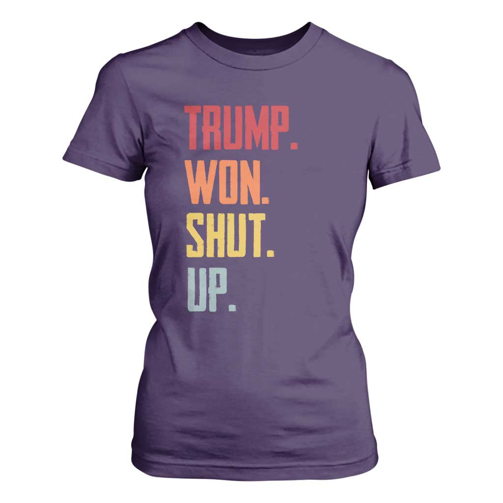 Funny Trump Won Shut Up 2024 T Shirt For Women TS09 Purple Print Your Wear