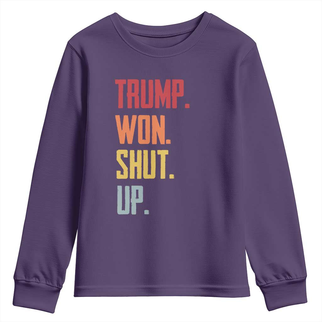 Funny Trump Won Shut Up 2024 Youth Sweatshirt TS09 Purple Print Your Wear