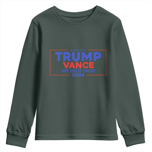 Trump Vance 2024 Youth Sweatshirt We Did It Bruh We Won TS09 Dark Forest Green Print Your Wear
