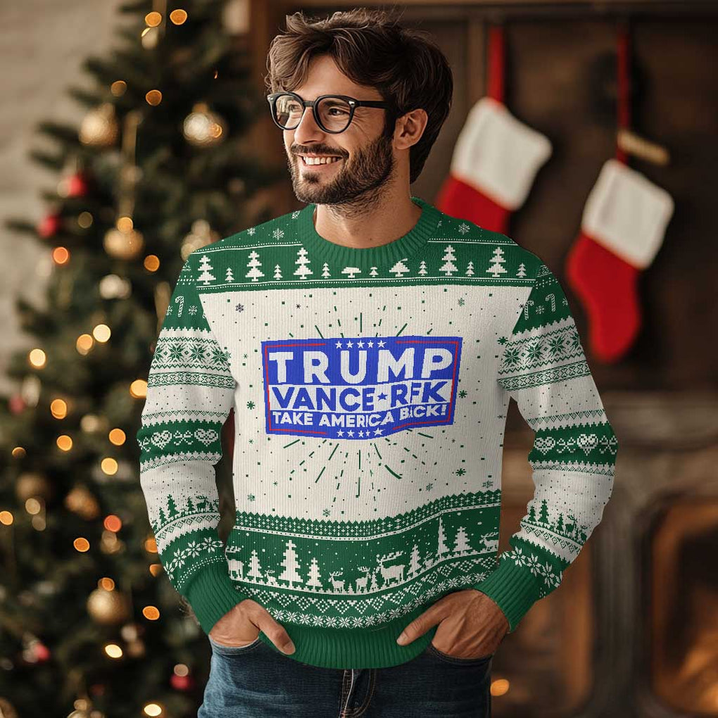 Trump Vance RFK 2024 Ugly Christmas Sweater Trump Won Kennedy Take America Back TS09 Green Print Your Wear