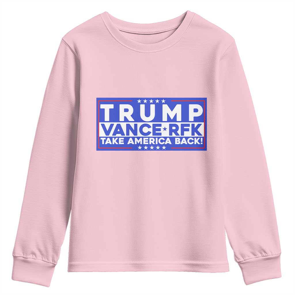 Trump Vance RFK 2024 Youth Sweatshirt Trump Won Kennedy Take America Back TS09 Light Pink Print Your Wear