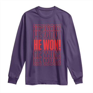 Trump US President He Won 2024 Long Sleeve Shirt TS09 Purple Print Your Wear