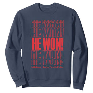 Trump US President He Won 2024 Sweatshirt TS09 Navy Print Your Wear