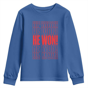 Trump US President He Won 2024 Youth Sweatshirt TS09 Royal Blue Print Your Wear