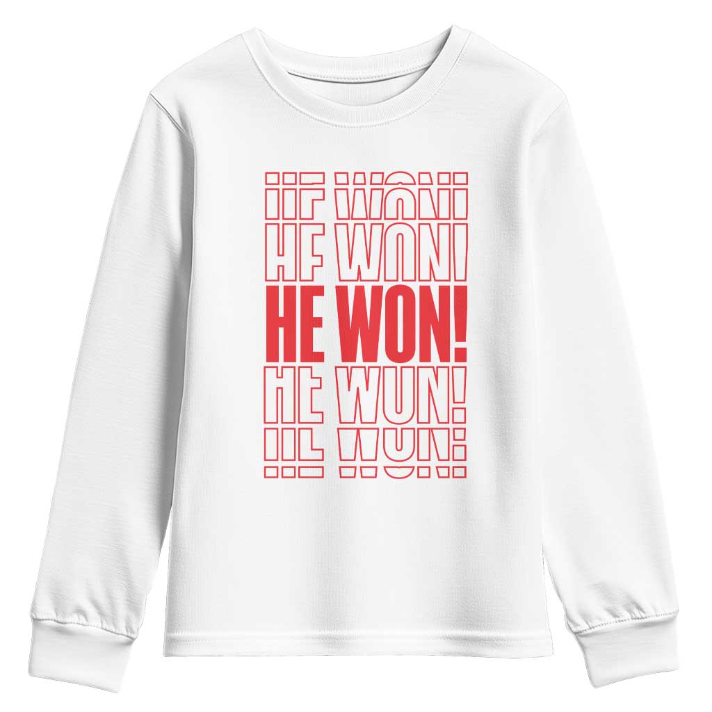 Trump US President He Won 2024 Youth Sweatshirt TS09 White Print Your Wear
