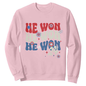Trump US President He Won 2024 Groovy Retro Sweatshirt TS09 Light Pink Print Your Wear