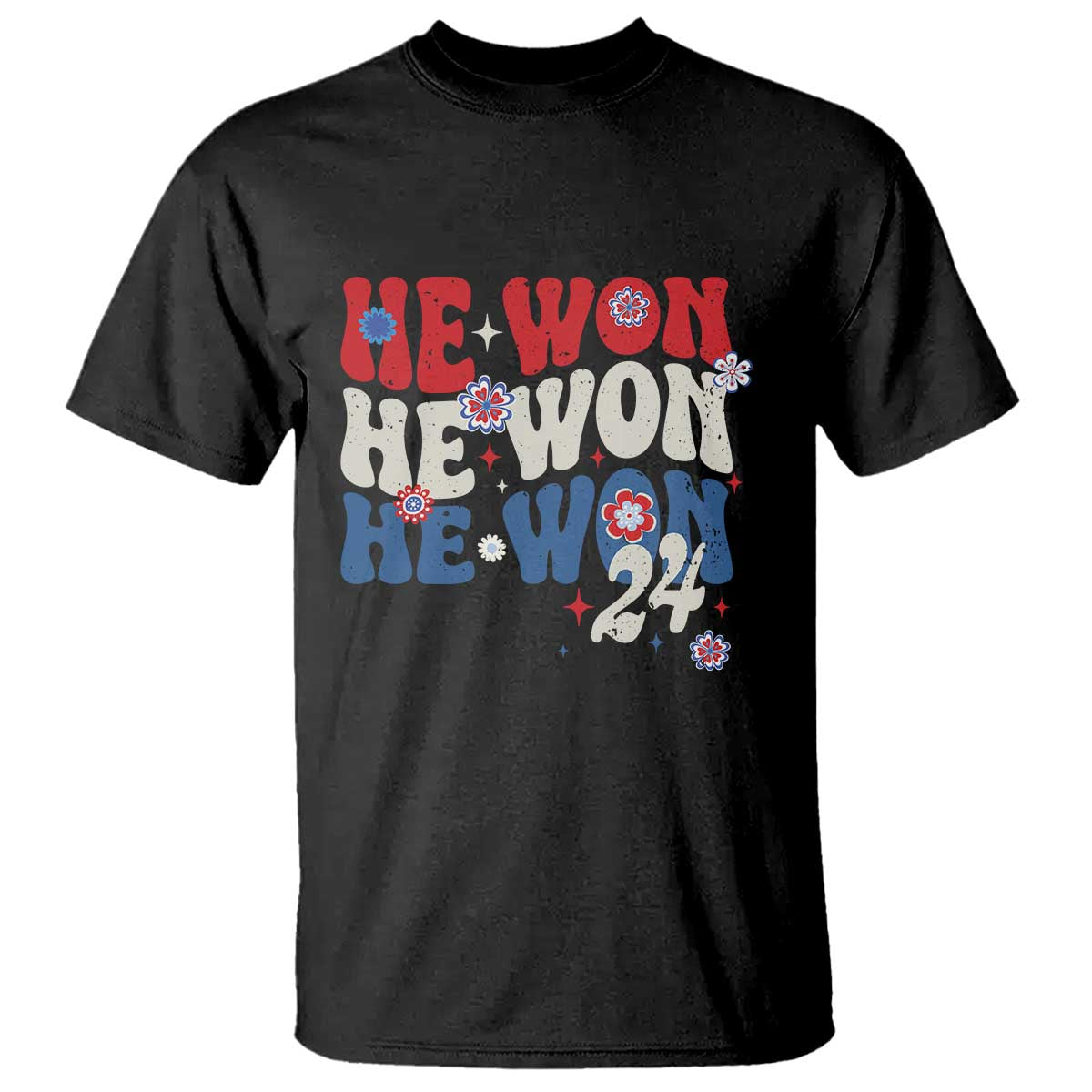 Trump US President He Won 2024 Groovy Retro T Shirt TS09 Black Print Your Wear