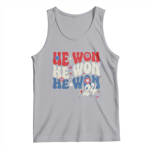 Trump US President He Won 2024 Groovy Retro Tank Top TS09 Athletic Heather Print Your Wear
