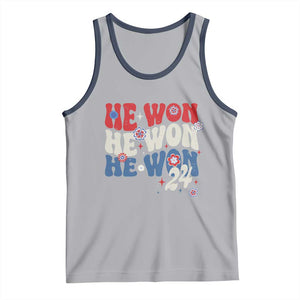 Trump US President He Won 2024 Groovy Retro Tank Top TS09 Athletic Heather Navy Print Your Wear