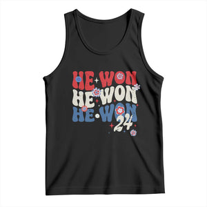 Trump US President He Won 2024 Groovy Retro Tank Top TS09 Black Print Your Wear