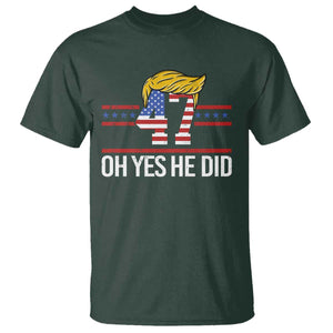 Trump Won 2024 T Shirt Oh Yes He Did 47th US President TS09 Dark Forest Green Print Your Wear