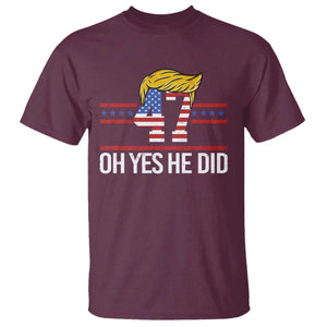 Trump Won 2024 T Shirt Oh Yes He Did 47th US President TS09 Maroon Print Your Wear