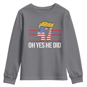 Trump Won 2024 Youth Sweatshirt Oh Yes He Did 47th US President TS09 Charcoal Print Your Wear