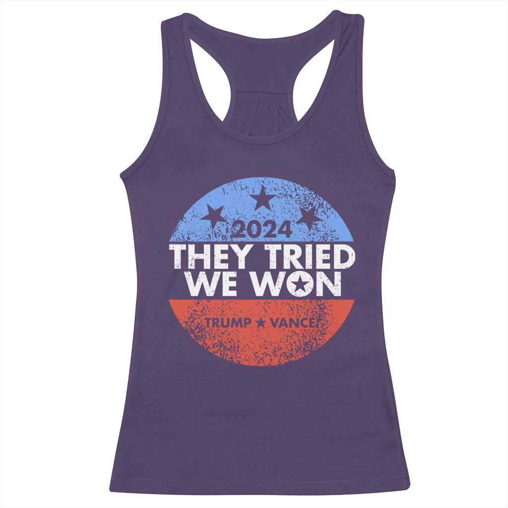 Trump Won 2024 Racerback Tank Top They Tried We Won US President TS09 Purple Print Your Wear