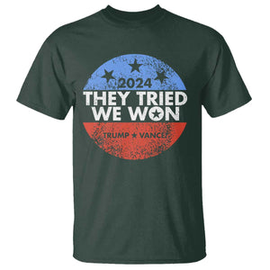 Trump Won 2024 T Shirt They Tried We Won US President TS09 Dark Forest Green Print Your Wear