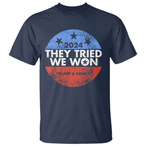 Trump Won 2024 T Shirt They Tried We Won US President TS09 Navy Print Your Wear