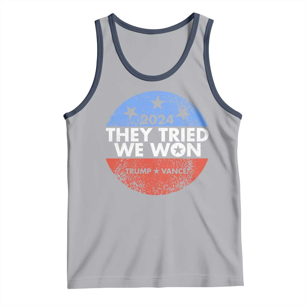 Trump Won 2024 Tank Top They Tried We Won US President TS09 Athletic Heather Navy Print Your Wear