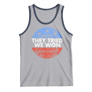 Trump Won 2024 Tank Top They Tried We Won US President TS09 Athletic Heather Navy Print Your Wear