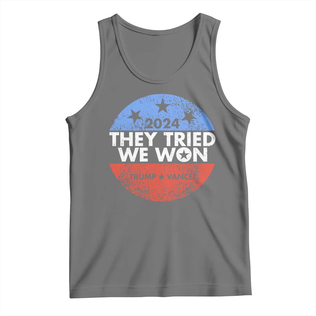 Trump Won 2024 Tank Top They Tried We Won US President TS09 Black Heather Print Your Wear