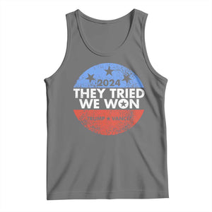 Trump Won 2024 Tank Top They Tried We Won US President TS09 Black Heather Print Your Wear