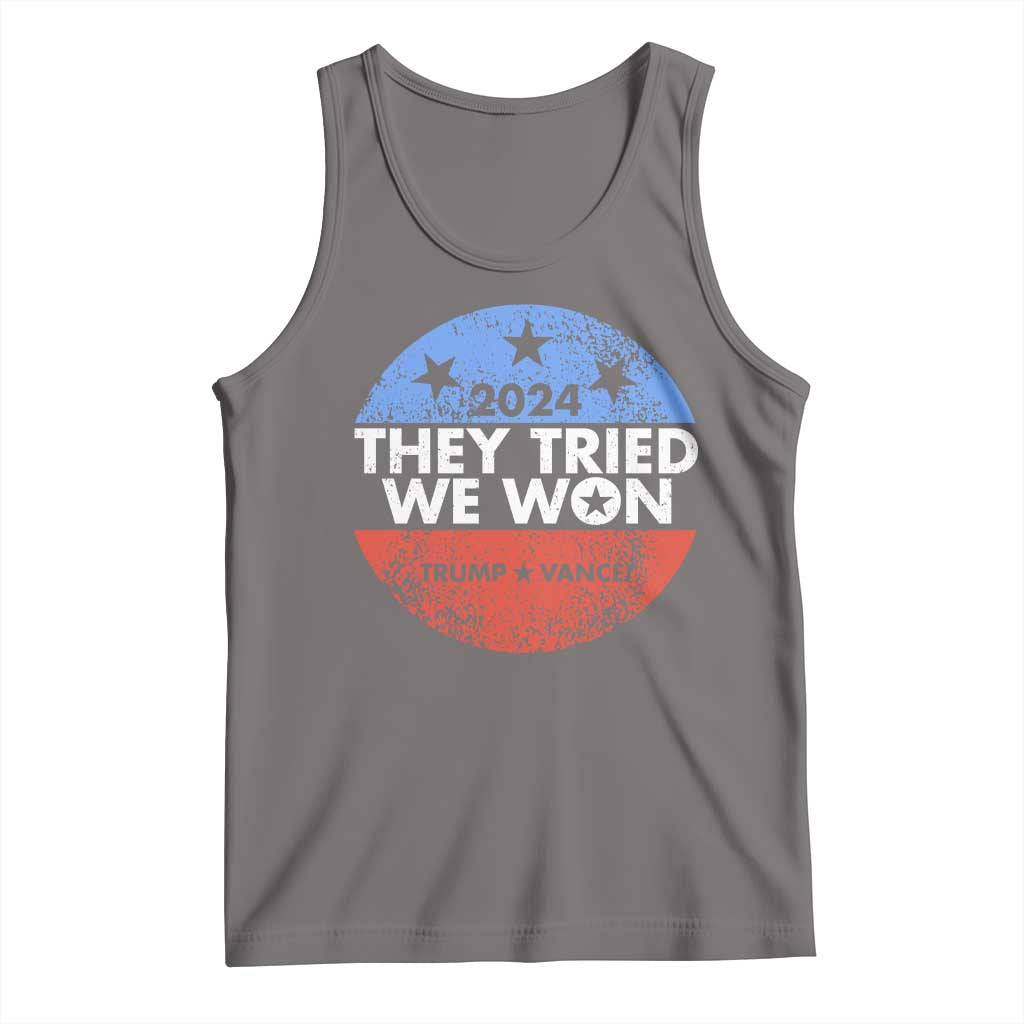 Trump Won 2024 Tank Top They Tried We Won US President TS09 Deep Heather Print Your Wear