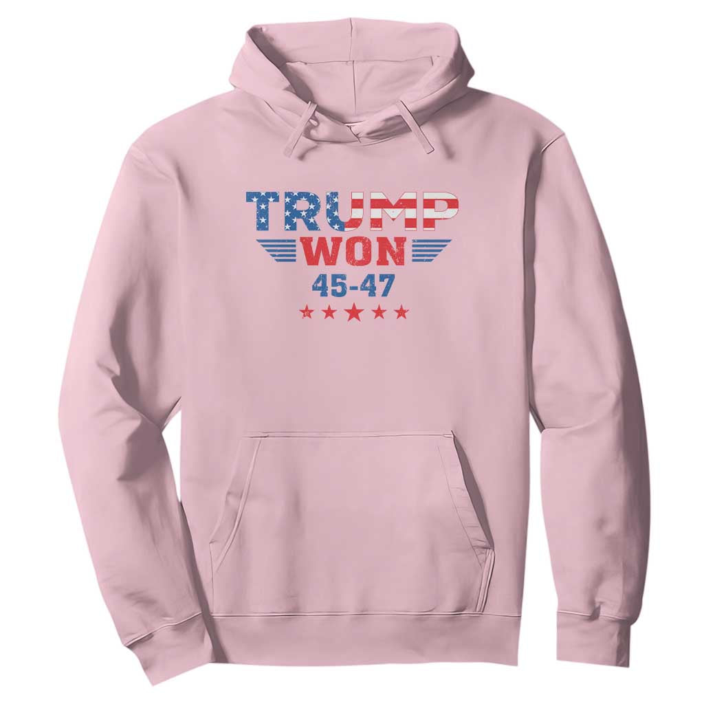 Trump Won 2024 Hoodie 45 47 President American Flag Patriotic TS09 Light Pink Print Your Wear