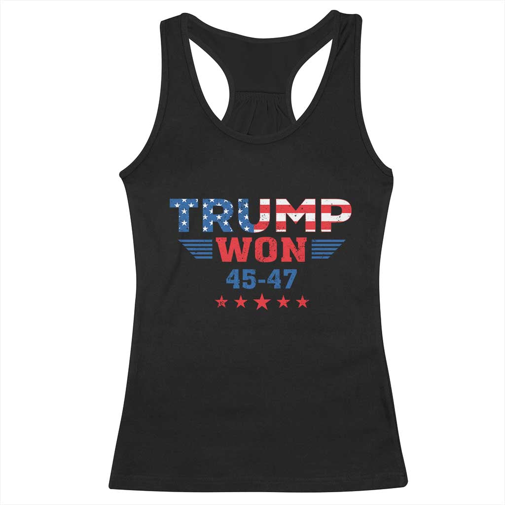Trump Won 2024 Racerback Tank Top 45 47 President American Flag Patriotic TS09 Black Print Your Wear