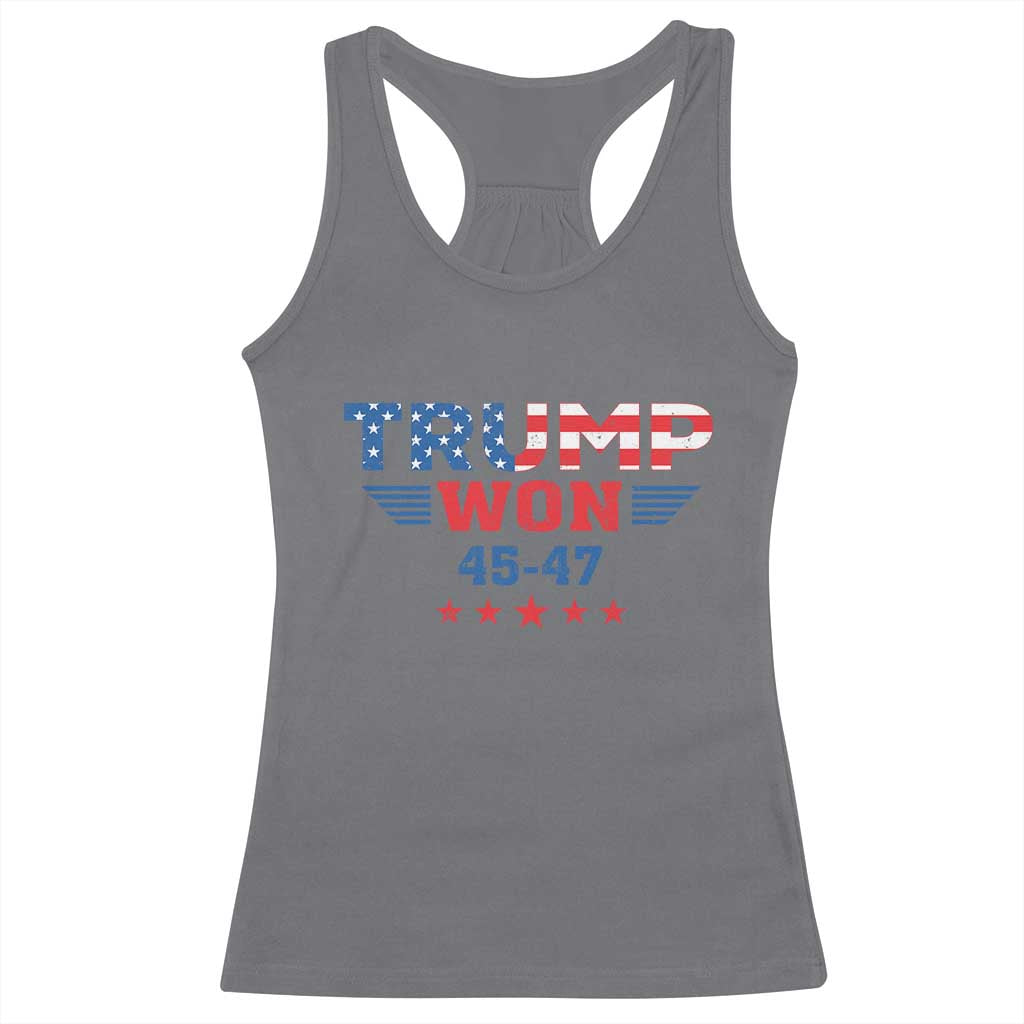 Trump Won 2024 Racerback Tank Top 45 47 President American Flag Patriotic TS09 Charcoal Print Your Wear